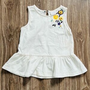Floral Embroidered Kids Sleeveless Top - White